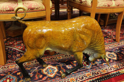 Bull Heads Down -Large Bronze Statue -  Size: 48"L x 12"W x 30"H. 
