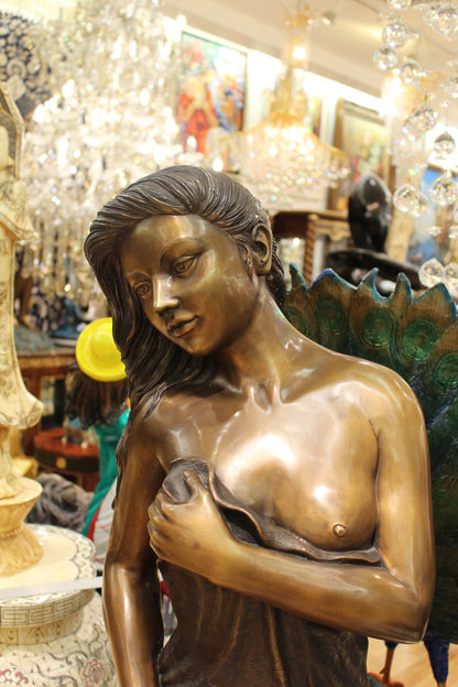 Beautiful Women Holding Drape Bronze Statue -  Size: 22"L x 18"W x 49"H. 