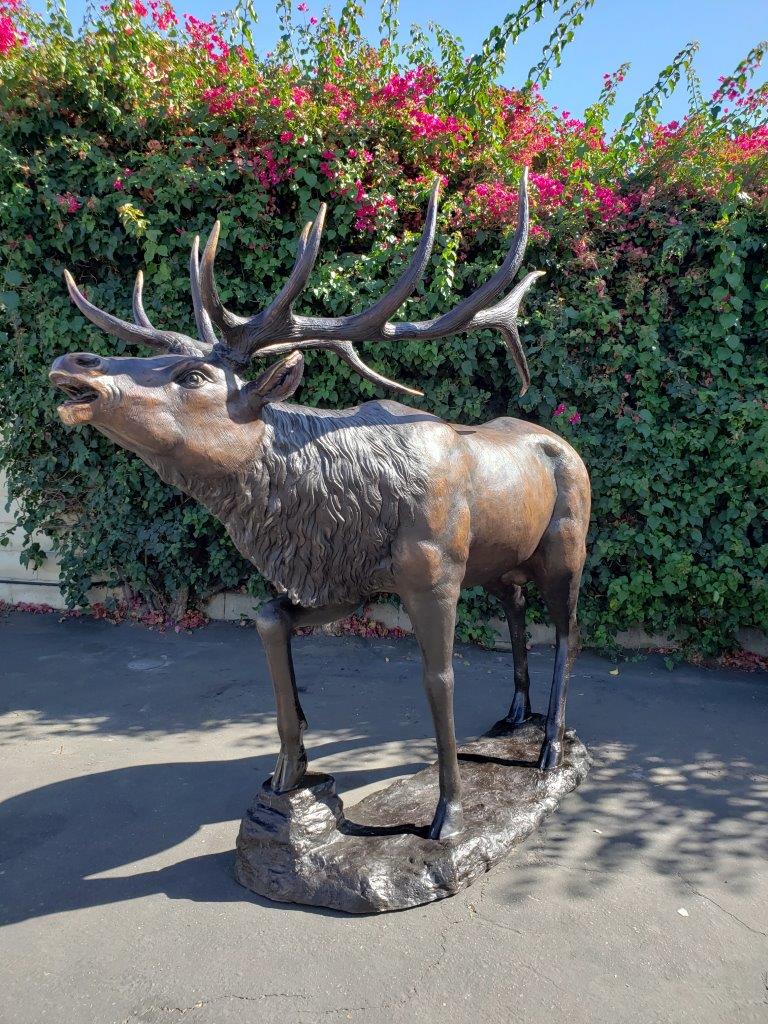 Life-Size Elk Bronze Statue -  Size: 43"L x 99"W x 87"H.