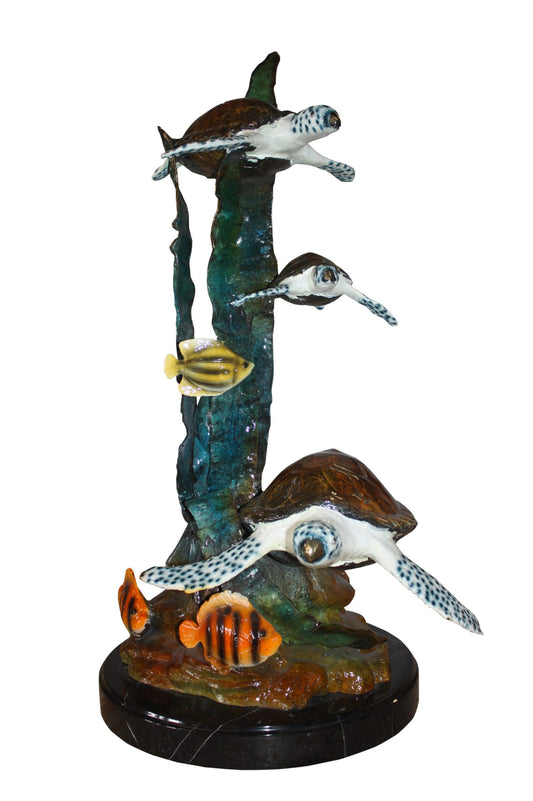 Three turtles  - Bronze Statue -  Size: 17"L x 12"W x 28"H. 