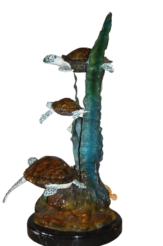 Three turtles  - Bronze Statue -  Size: 17"L x 12"W x 28"H. 