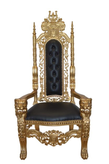Gold and Black Lion Chair -  Size: 26"L x 36"W x 71"H.