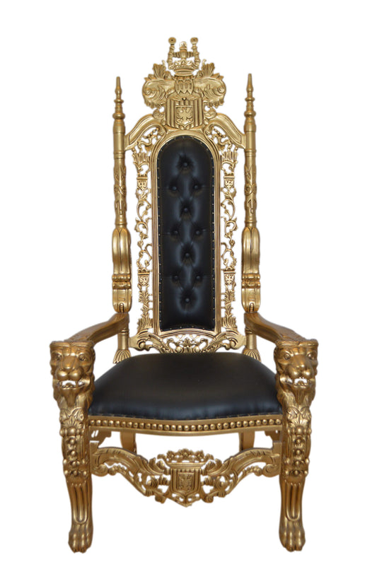 Gold and Black Lion Chair -  Size: 26"L x 36"W x 71"H.