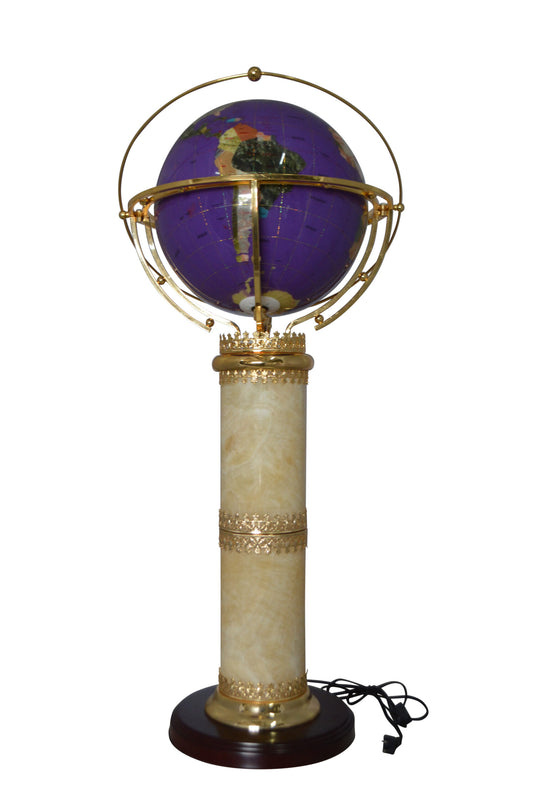 Illuminated Purple World Globe Rotated by motor -  Size: 19"L x 19"W x 42"H.