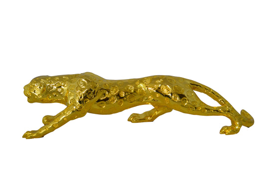 Modern Art Gold Jaguar Statue Made of Resin -  Size: 23"L x 6"W x 7"H.