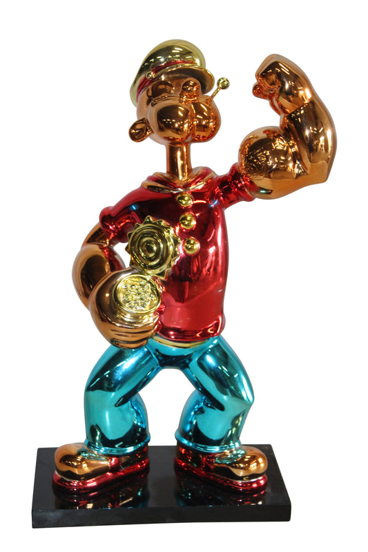 Vibrant Popeye with Red Shirt Resin Statue, Accent for Home Decor 6 x 13" x 17"H