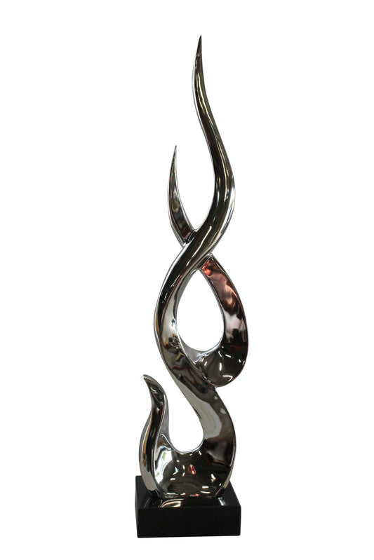 Silver Abstract Intertwined Resin Statue on Marble Base 9" x 7" x 38"H