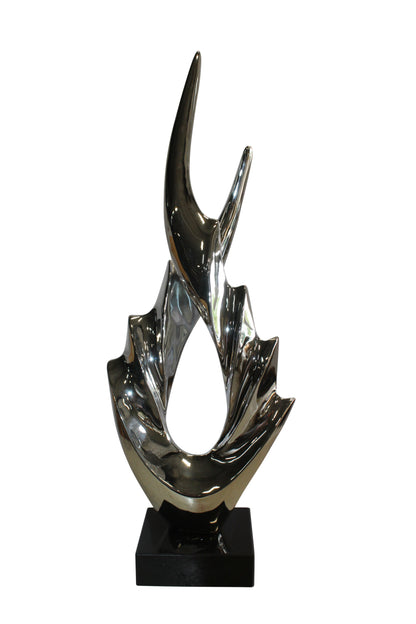 Silver Modern Abstract Resin Statue on Marble Base 13" x 7" x 36"H