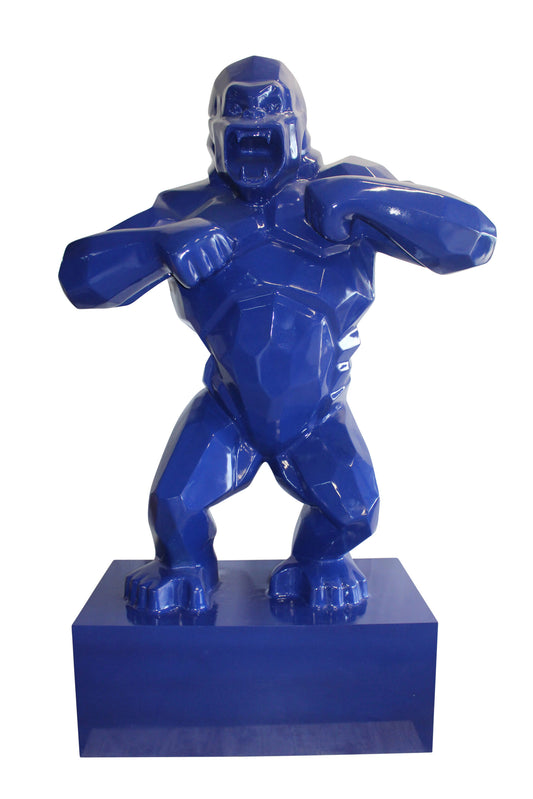 Iconic King Kong Resin Blue Giant Statue in Blue on Base 60" x 27" x 89"H