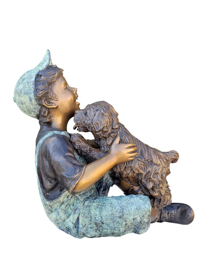Playful Young Boy and his Puppy Bronze Statue Size: 20" x 16" x 24"H