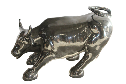 Iconic Giant Fiberglass Black Color Wall Street Bull 57" x 28" x 33"H