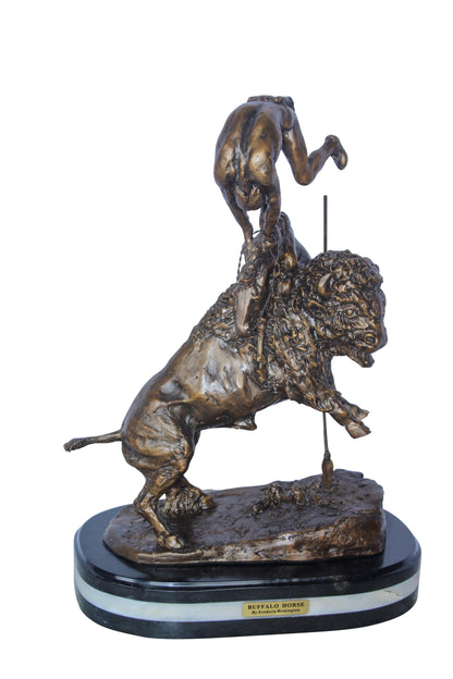 Buffalo Horse Remington Replica Bronze Statue 15" x 9" x 22"H