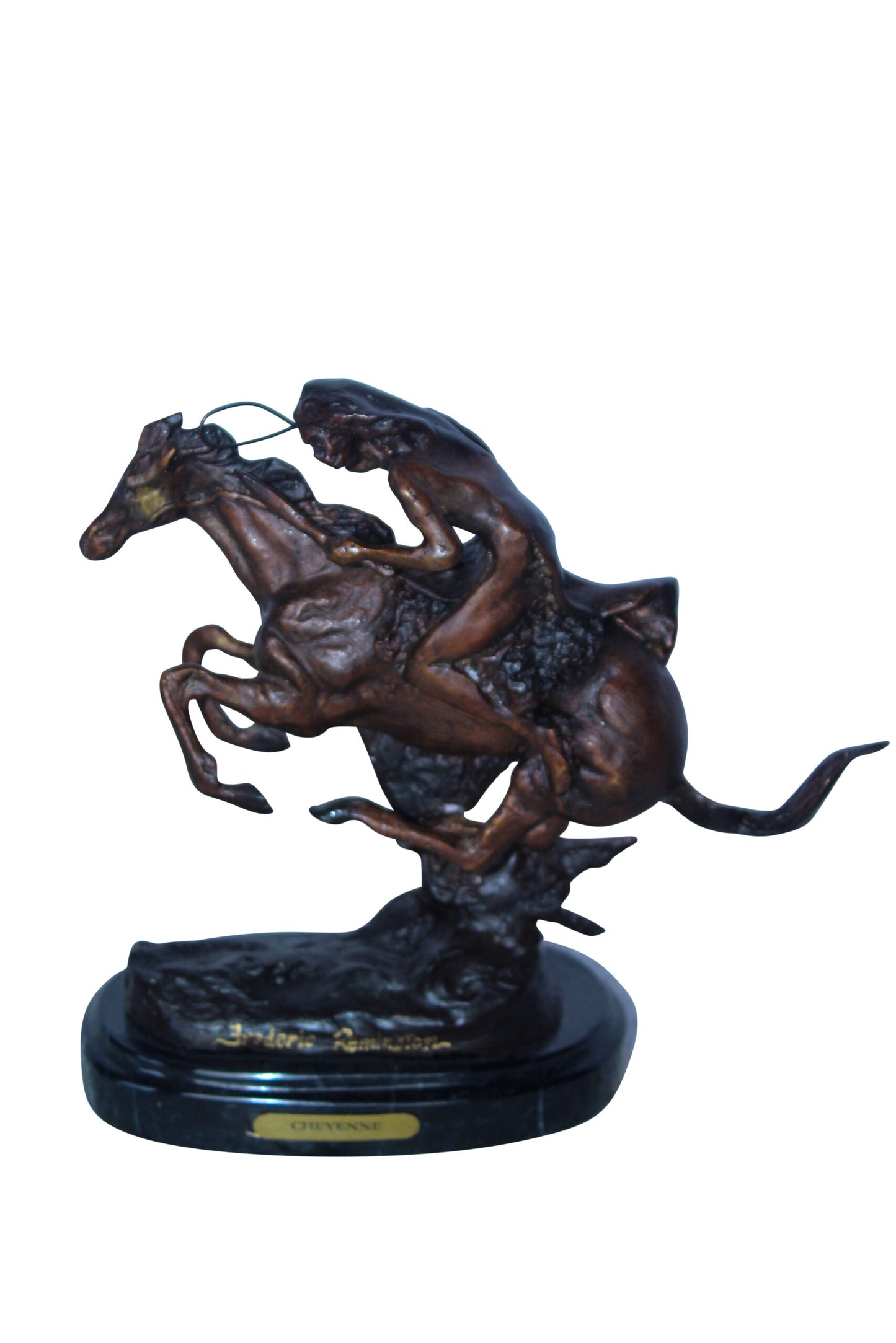 Nifao Cheyenne by Remington Bronze Statue Replica - Iconic Western Decor -  Compact Yet Bold Design, 9"L x 3"W x 9"H