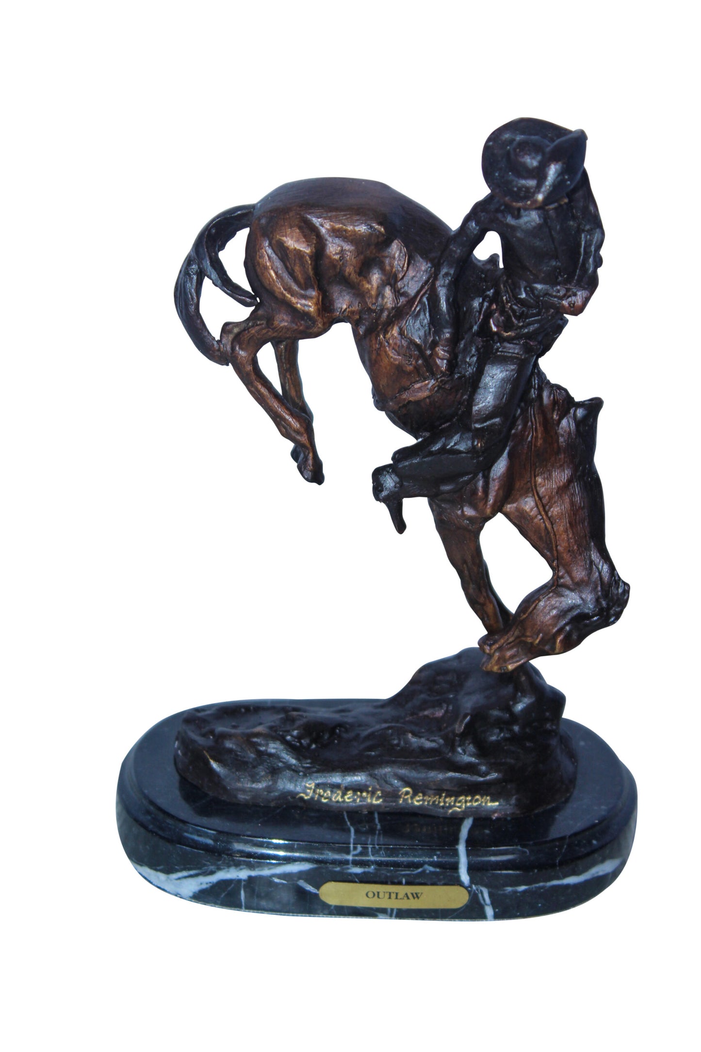 Outlaw by Remington Bronze Statue Replica, Western Decor 7" x 3" x 10"H