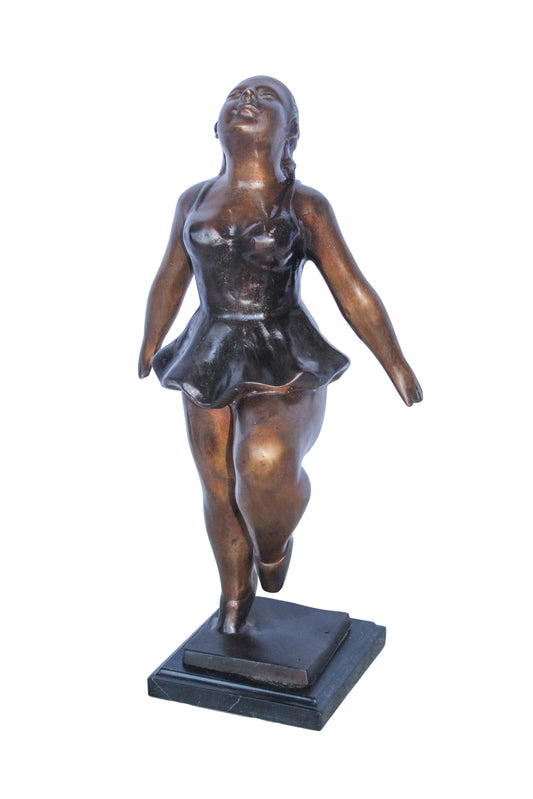 Botero Replica Heavy Ballerina Dancer Bronze Statue, Elegant Art 10" x 6" x 19"H