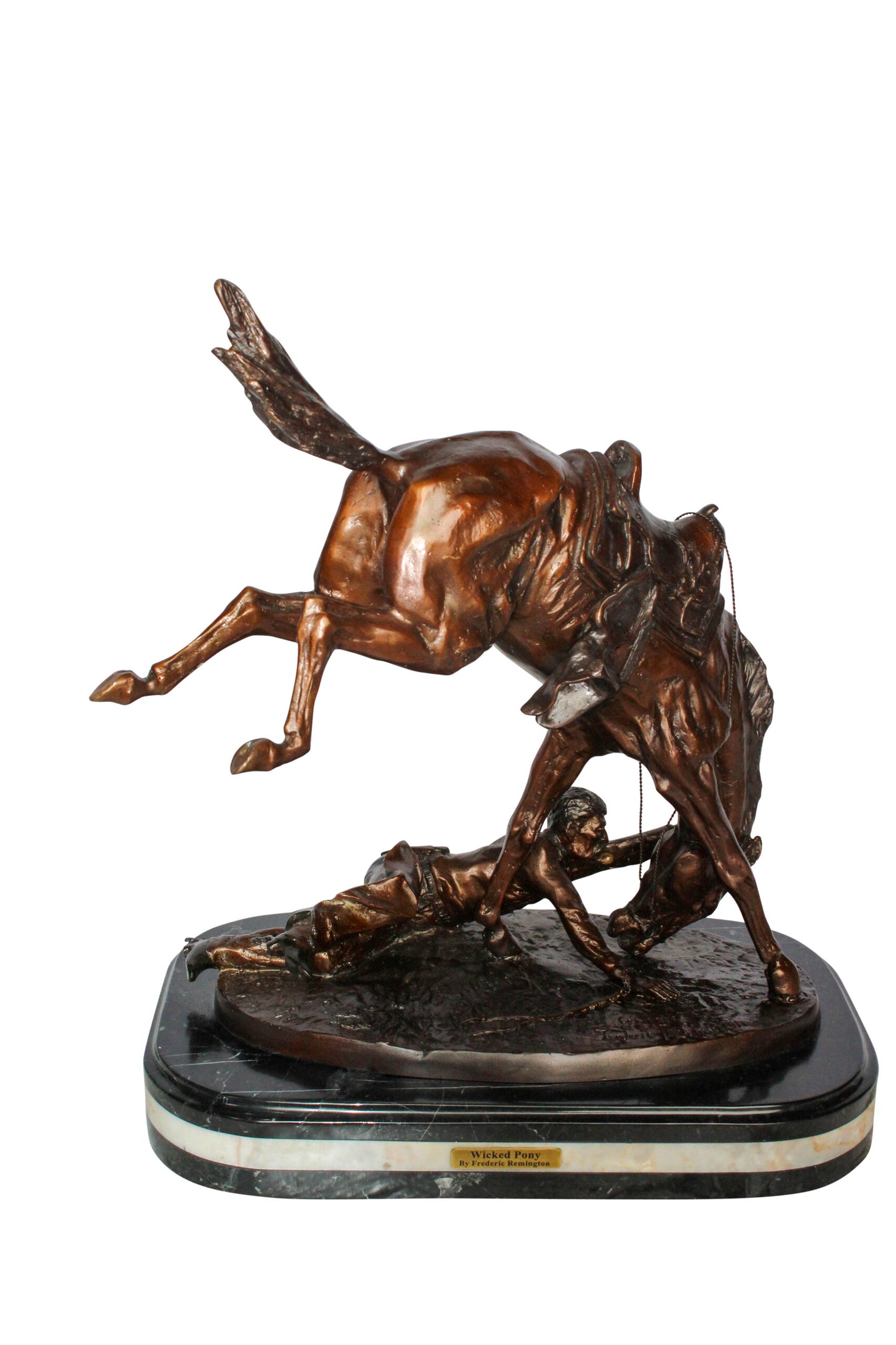 Nifao Brand – Wicked Pony Bronze Statue by Frederic Remington | Cowboy & Wild Horse Sculpture | Lost Wax Casting | Western Art Decor 19" x 11" x 23"H