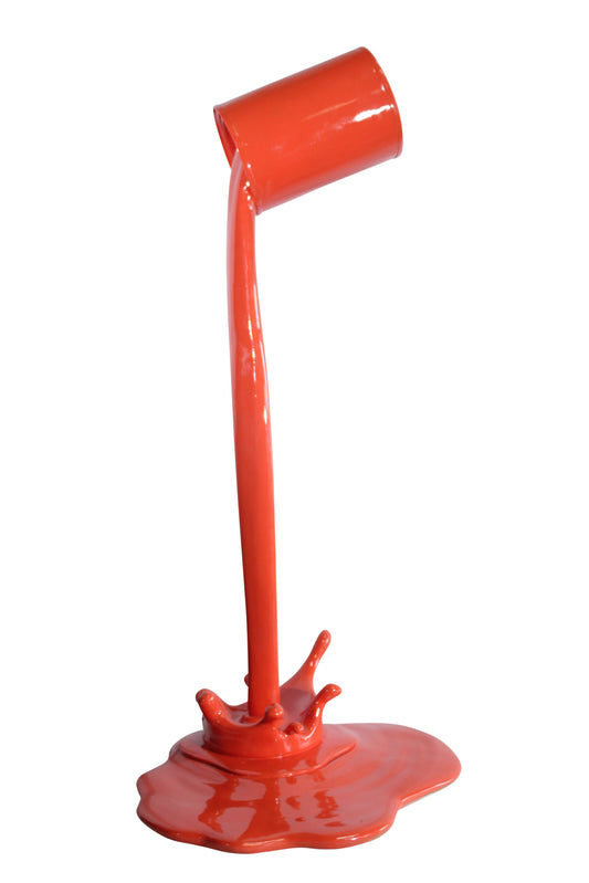 Nifao Orange Pouring Paint Can Resin Sculpture – Bold Contemporary Art Decor for Home, Office & Gallery - 25" x 21" x 48"H