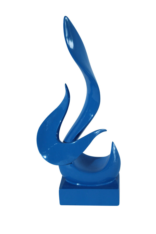 NIFAO Resin Abstract Flame Sculpture –Bold Blue Indoor/Outdoor Modern Art Statue with Glossy Finish, Contemporary Decorative Accent for Homes, Offices & Creative Spaces 6" x 3" x 12"H