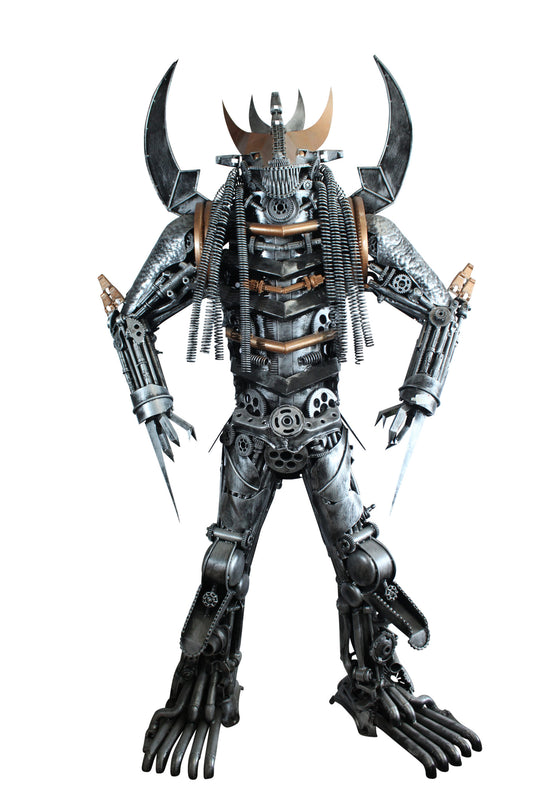 Predator Inspired Statue Made of Recycled Metal Parts 47" x 24" x 81"H