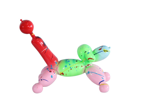 Nifao Resin Balloon Dog Statue –Colorful Indoor/Outdoor Pop Art Sculpture with Glossy Multicolor Finish, Playful Decorative Figurine for Kids Rooms, Homes, Art-Themed Collections 8" x 4" x 7"H