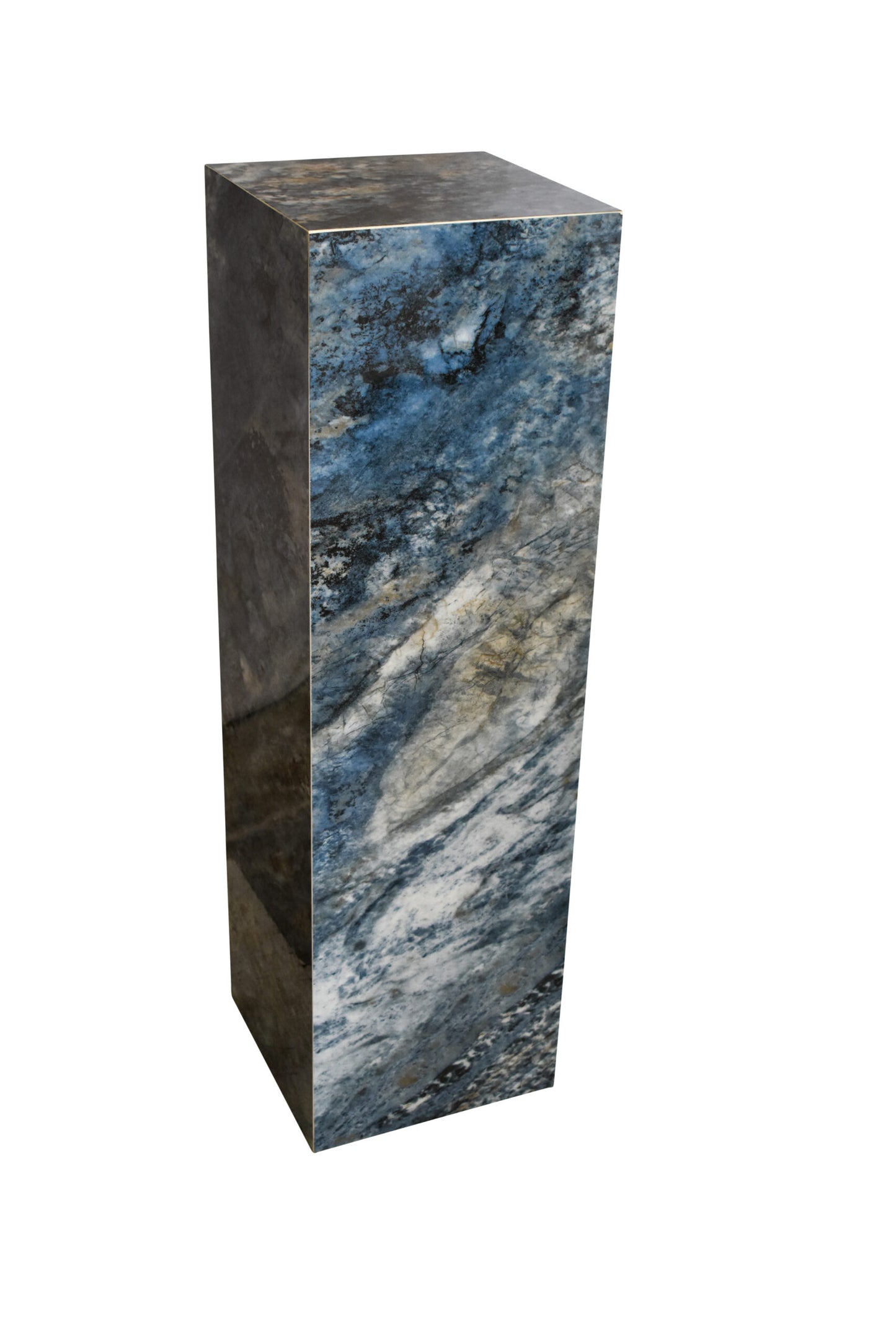 Pedestal For Artwork, Dark Blue Ocean Look Made of Porcelain.  12" x 12" x 39"H