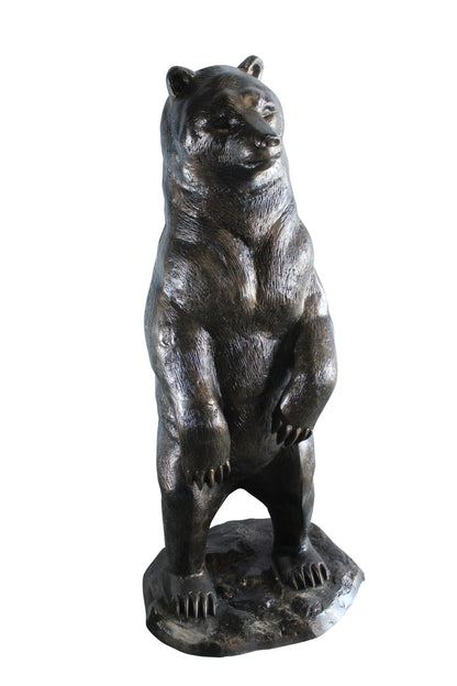 Giant Aluminum Bear Statue Standing Upright on Forest Base 20" x 23" x 61"H