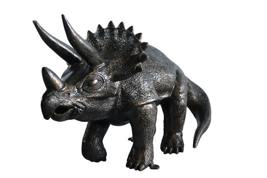 NIFAO Giant Aluminum Triceratops Statue – 57" Long Dinosaur Sculpture with Detailed Scales & Horns for Outdoor Exhibits & Themed Décor – 57" x 26" x 35"H