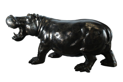 Giant Aluminum Hippopotamus Statue with Open Mouth Display 61" x 32" x 32"H