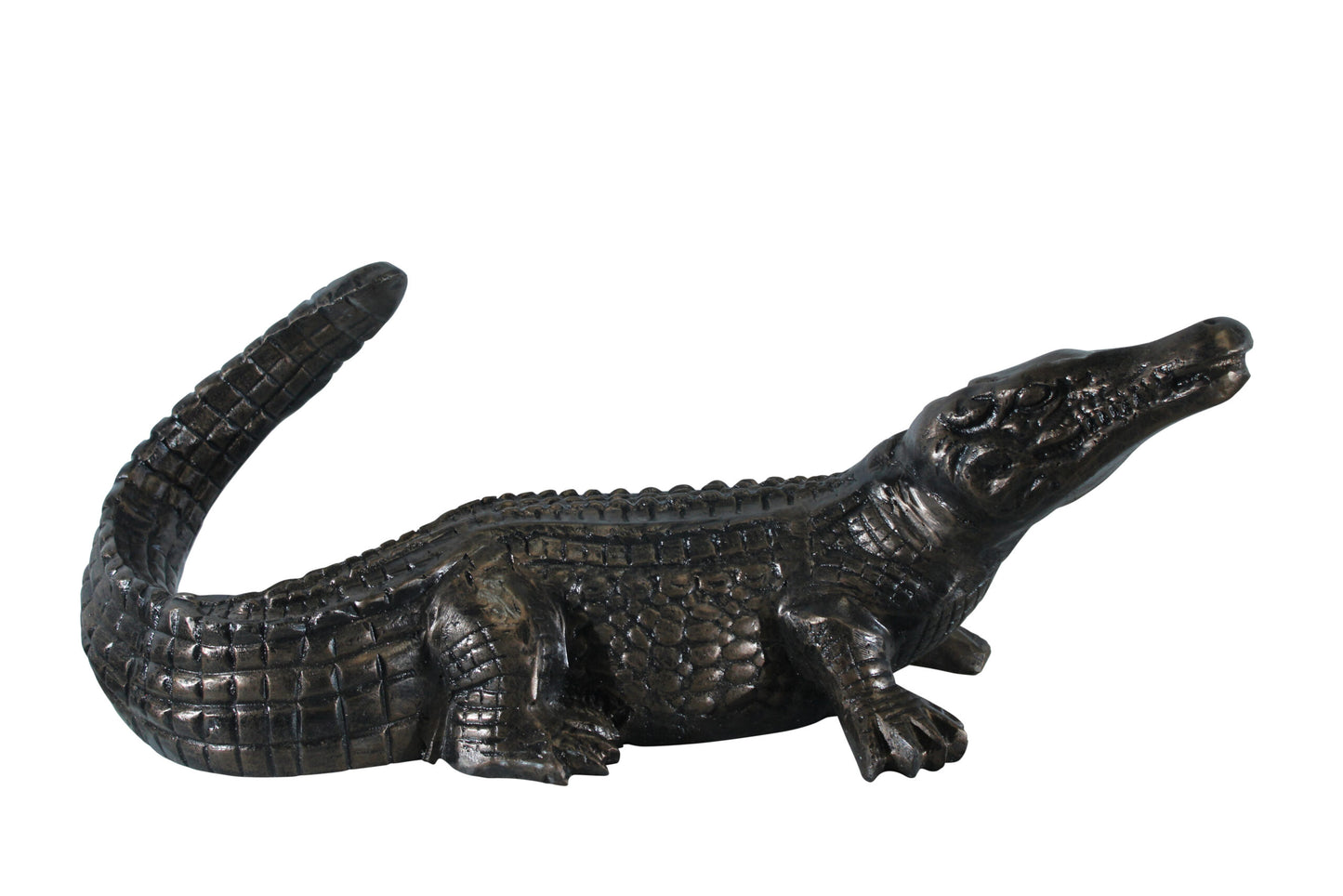 Aluminum Alligator Statue with Raised Tail and Textured Skin 36" x 15" x 13"H