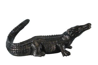 Aluminum Alligator Statue with Raised Tail and Textured Skin 36" x 15" x 13"H