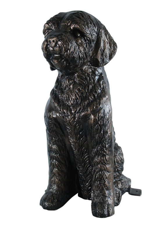 Aluminum Goldendoodle Dog Statue with Curly Fur Detail 21" x 11" x 27"H