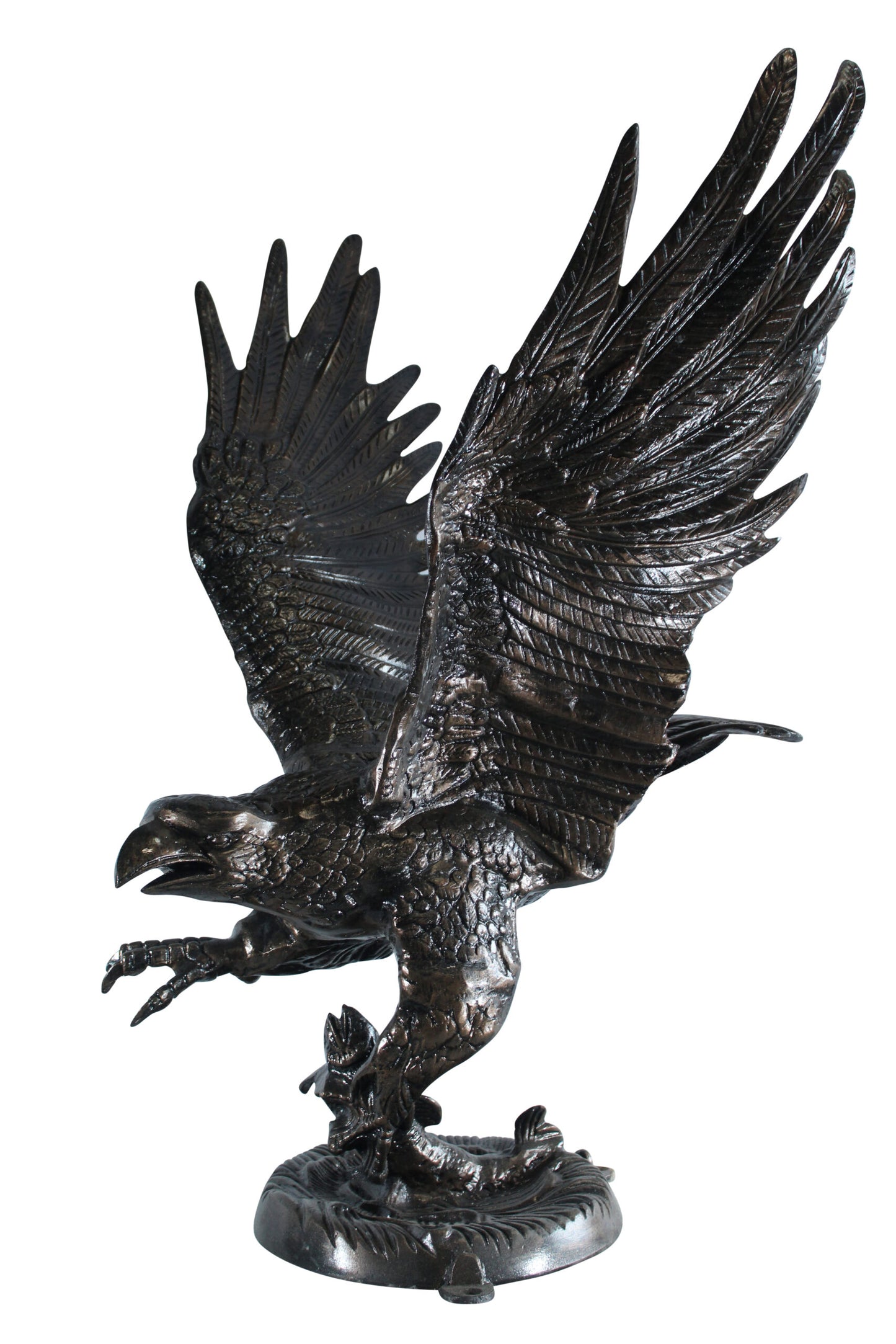 Large Aluminum Eagle Statue with Wings Spread in Flight 40" x 35" x 51"H