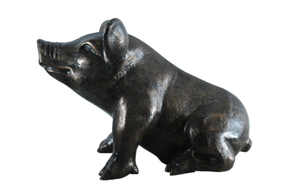 Playful Pig Sitting Statue Aluminum Animal Décor 42" x 14" x 15"H