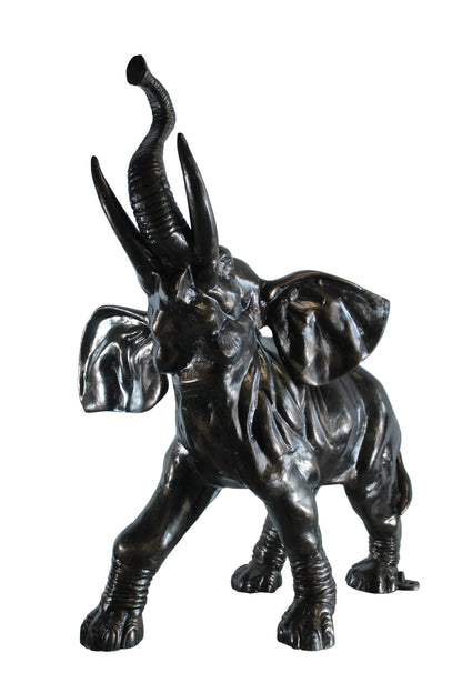Majestic Aluminum Elephant Statue with Raised Trunk 33" x 25" x 44"H