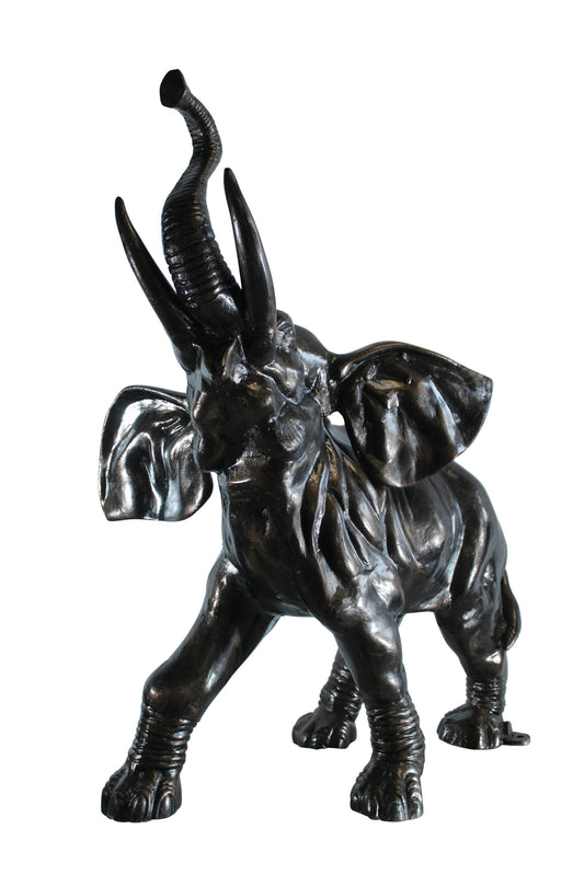Majestic Aluminum Elephant Statue with Raised Trunk 33" x 25" x 44"H