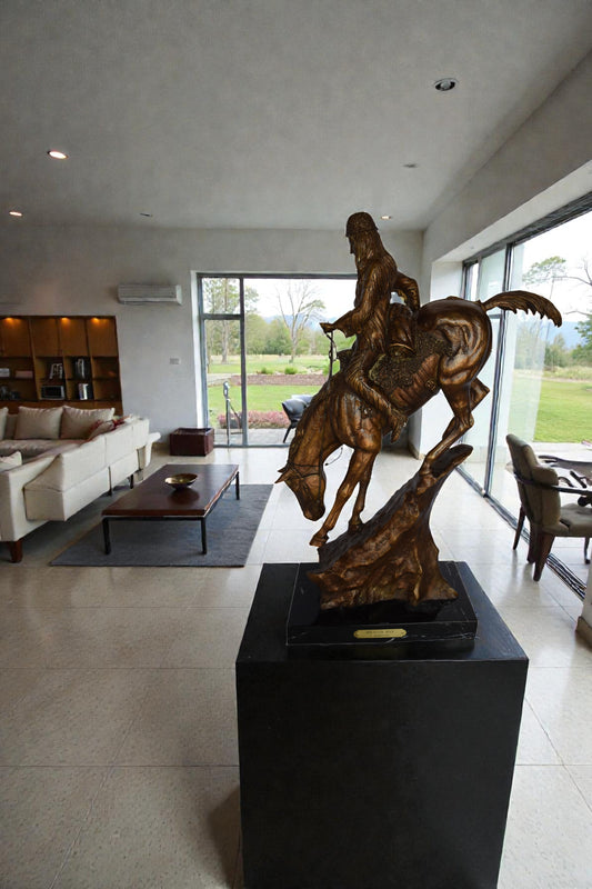 Mountain Man Bronze Statue, a Remington Replica - Size: 18"L x 8"W x 28"H.