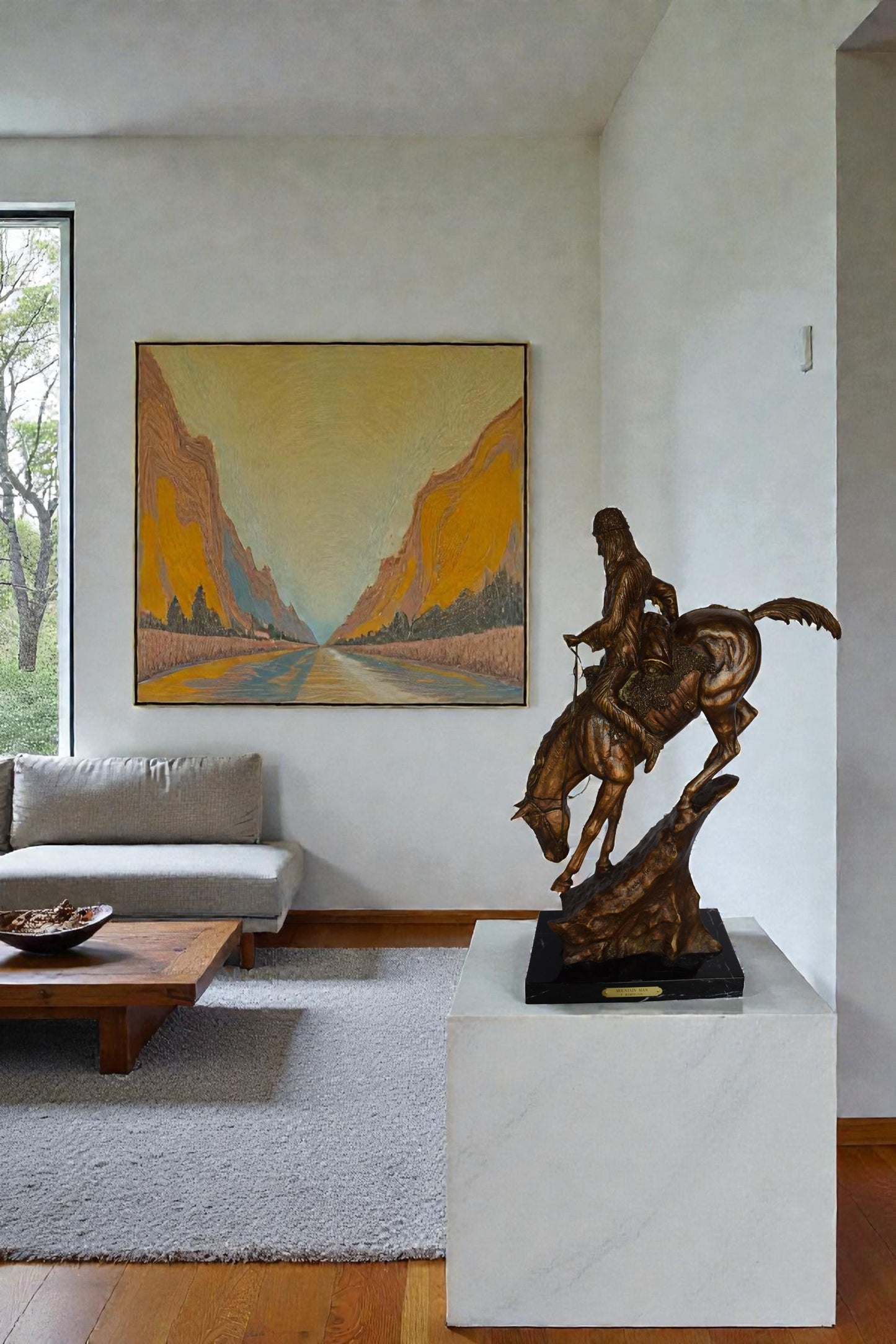 Mountain Man Bronze Statue, a Remington Replica - Size: 18"L x 8"W x 28"H.