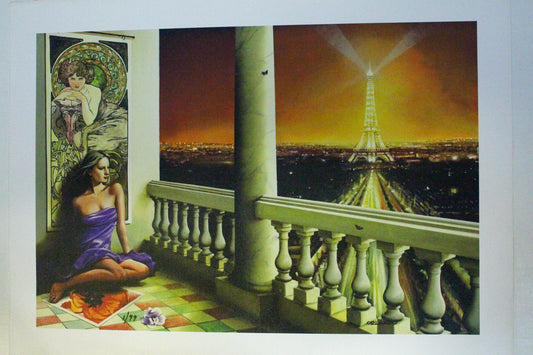 Orlando Quevedo Lady in Paris Medium on Canvas Unstretched, 30"x21"
