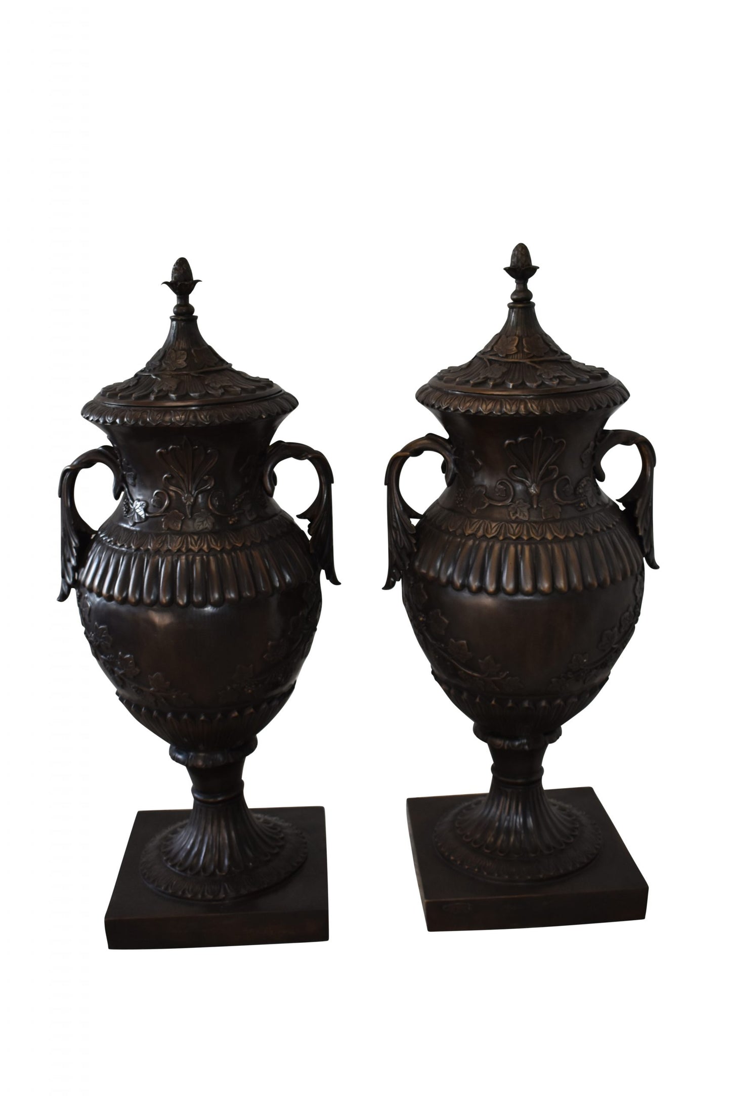 A Pair Of Urns or Vases Made of Pure Bronze Size: 21" x 18" x 47"H
