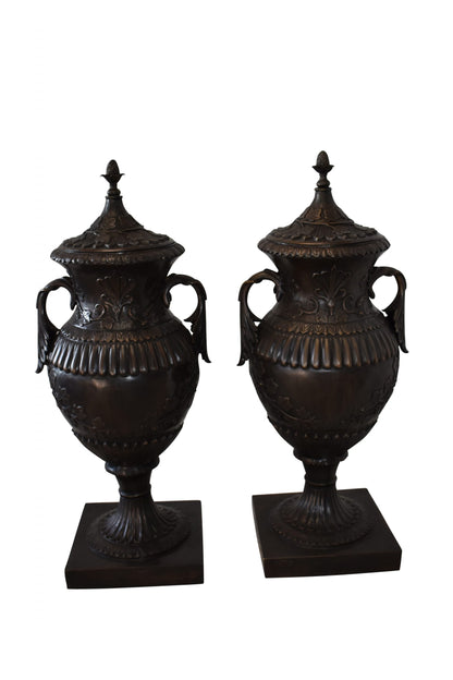 A Pair Of Urns or Vases Made of Pure Bronze Size: 21" x 18" x 47"H