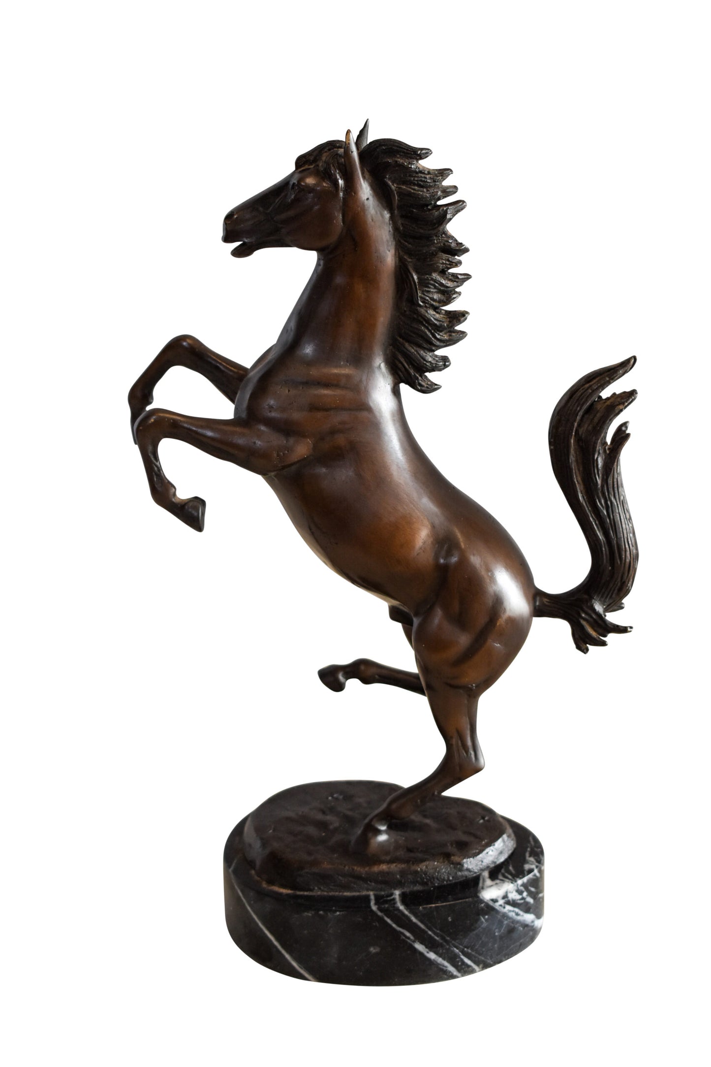 Powerful Ferrari Horse on Hind Legs Bronze Statue 9" x 4" x 13"H