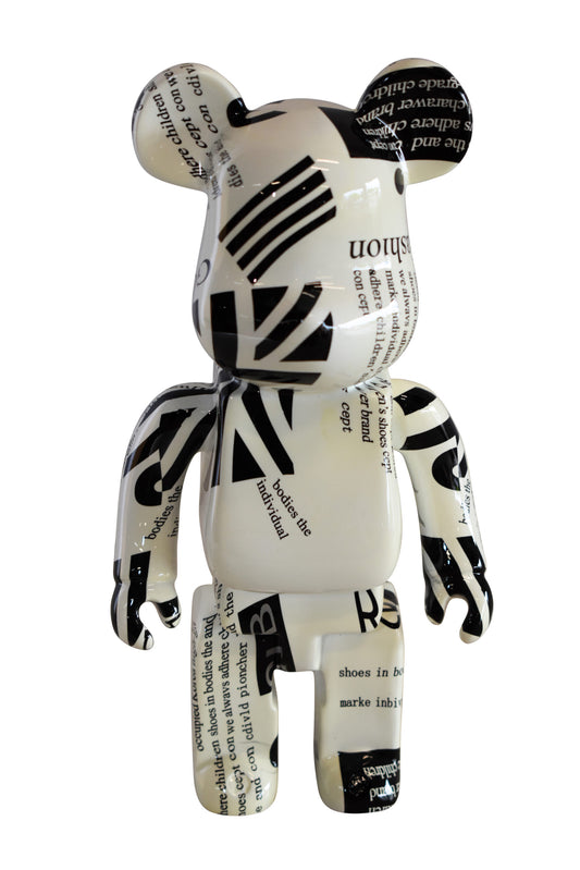 Small Bearbrick Black and White Unique Patterned Resin Statue 5" x 3" x 10"H