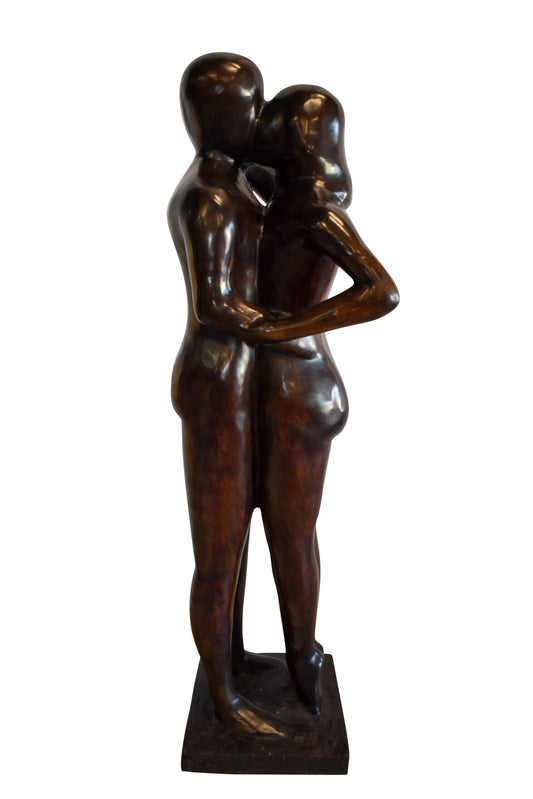 Two Lovers Embracing Standing Up Bronze Statue 22" x 19" x 73"H