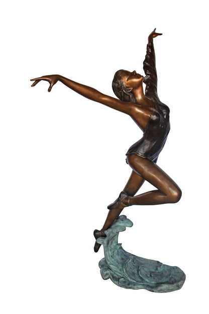 Ballet Dancer Performing on Stage Bronze Statue - Size: 45"L x 27"W x 71"H.