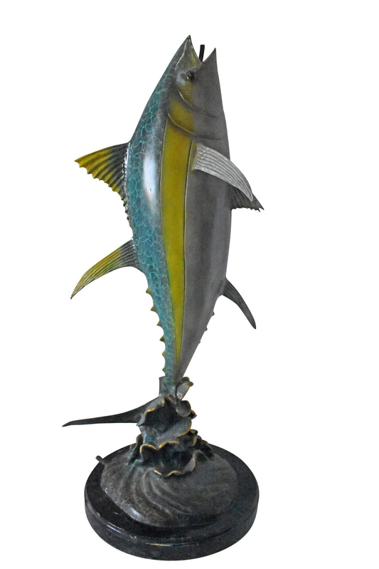 Jack Fish Bronze Statue Fountain - Size: 20"L x 16"W x 42"H.