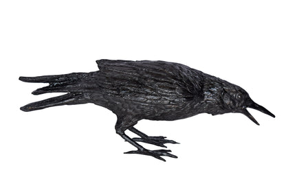 Raven Looking for Food Bronze State - Size: 24"L x 6"W x 12"H.