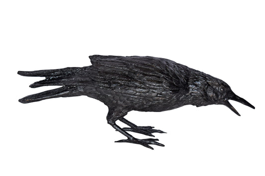 Raven Looking for Food Bronze State - Size: 24"L x 6"W x 12"H.