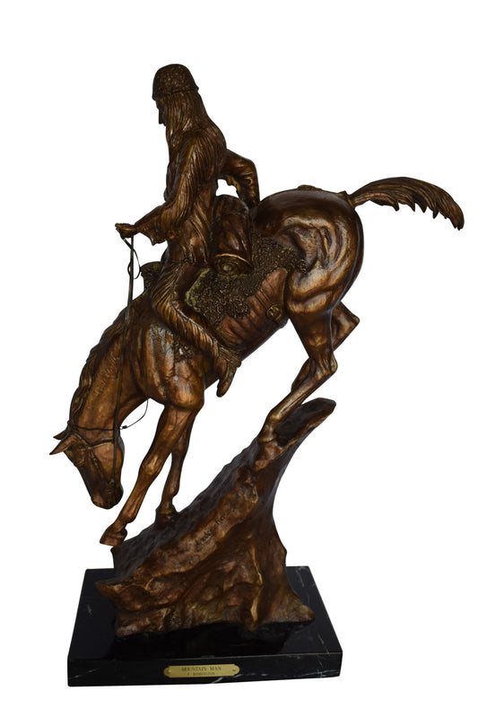 Mountain Man Bronze Statue, a Remington Replica - Size: 18"L x 8"W x 28"H.