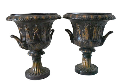 Pair of Beautiful Urns Bronze Statues - Size: 24"L x 24"W x 29"H.