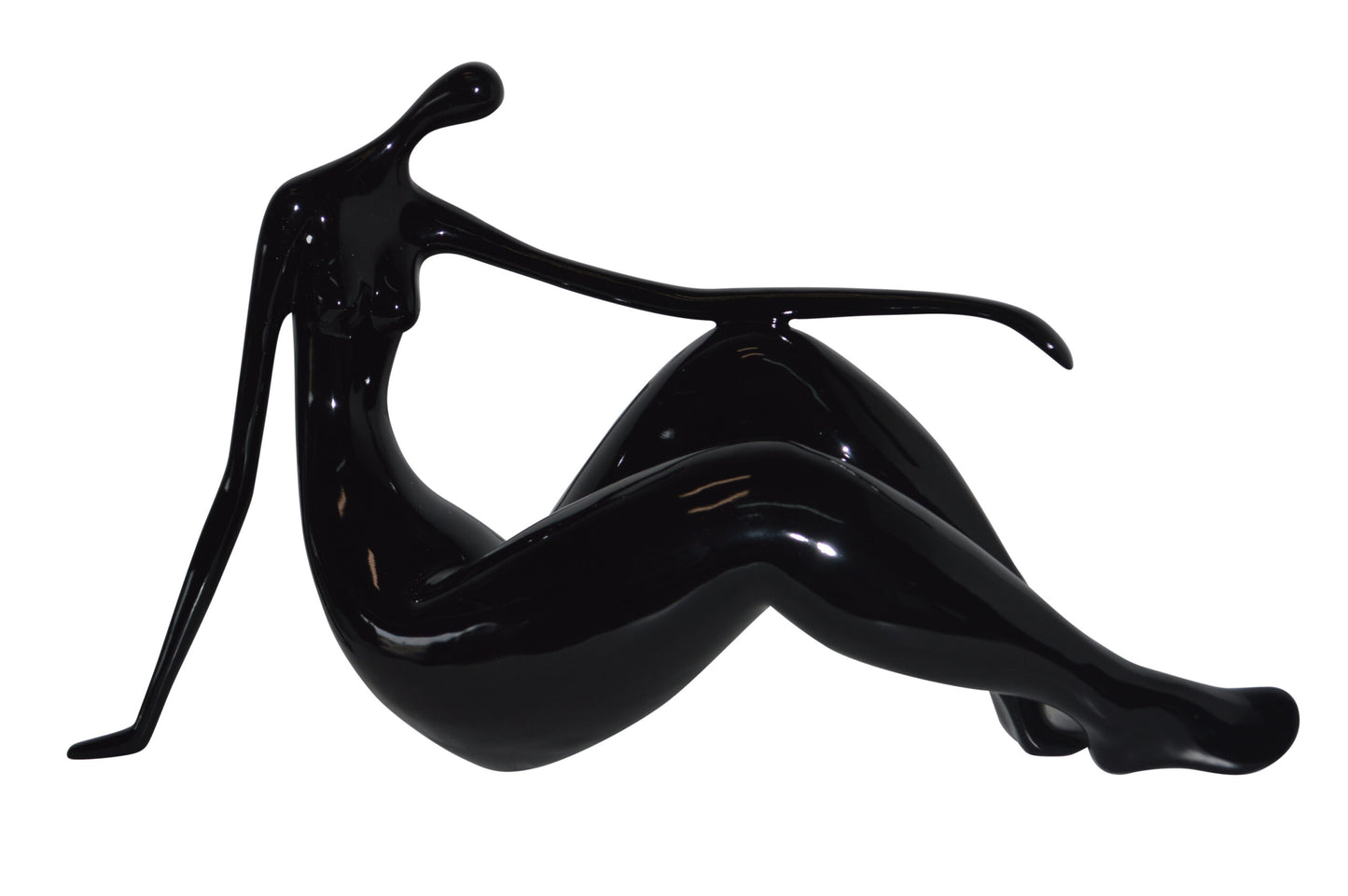 Modern Art Women on the Beach Black Resin Statue - Size: 28"L x 8"W x 16"H.